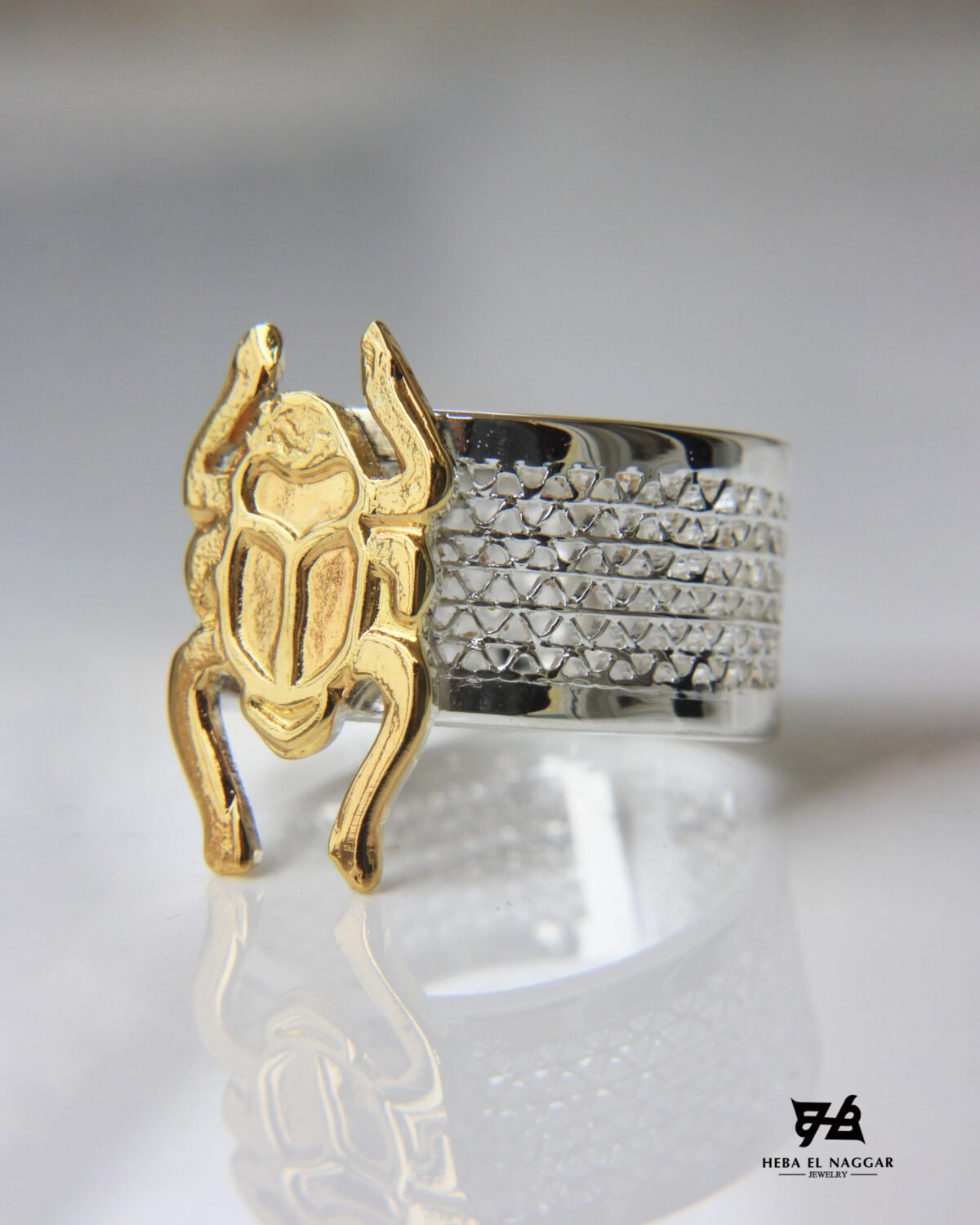 Scarab silver ring